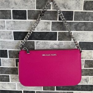 Michael Kors Raspberry SMALL bag with Silver Chain